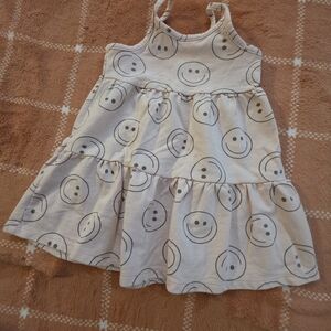 Charming Smiley Face Kids Dress - Beige